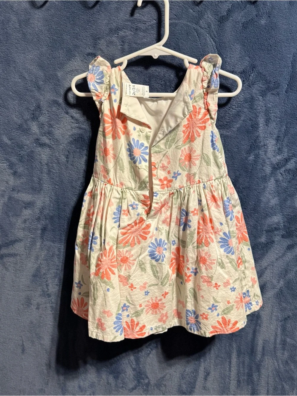 Carter's White Sundress with Coral & Blue Floral Print